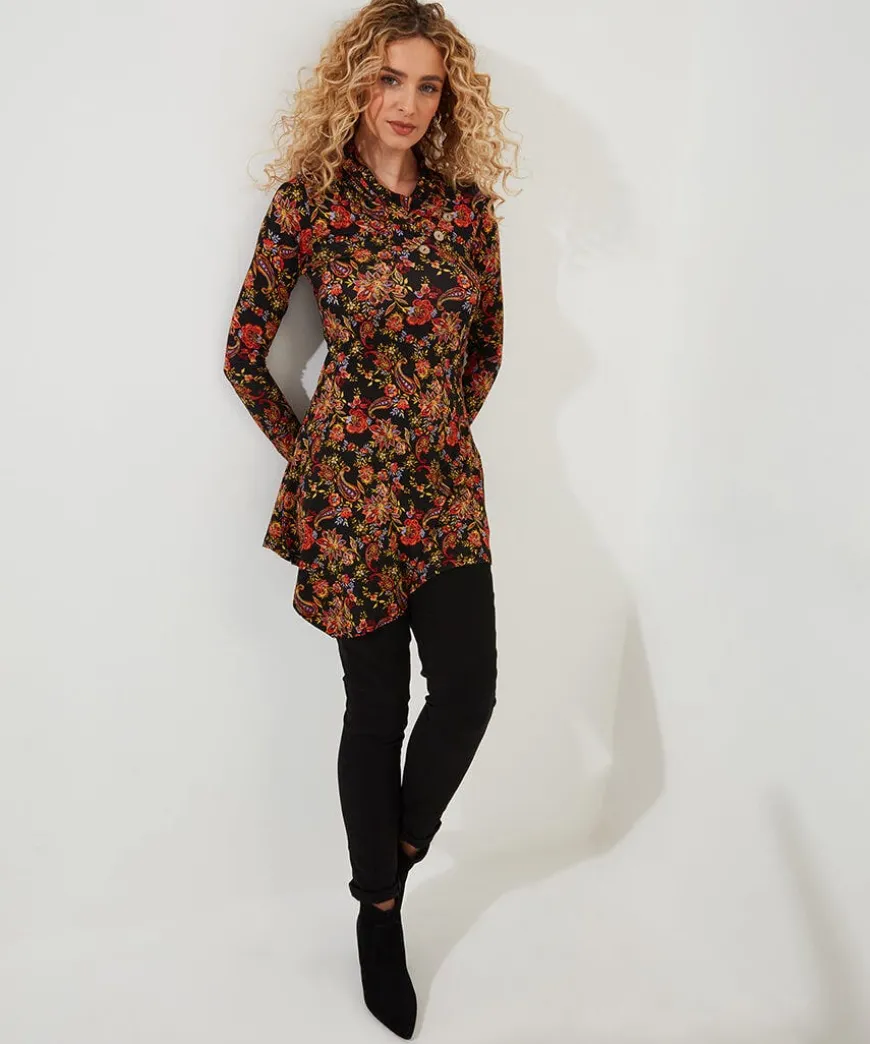 All New Button Printed Jersey Tunic