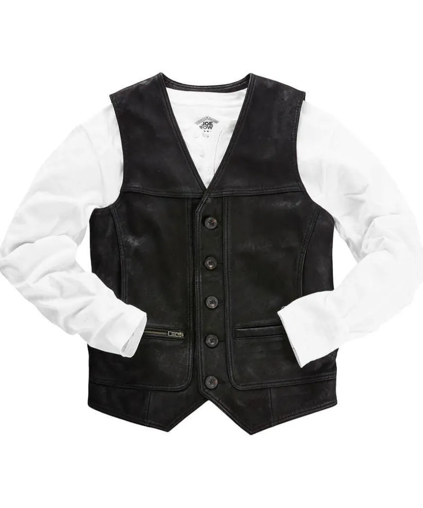 Black Leather Waistcoat