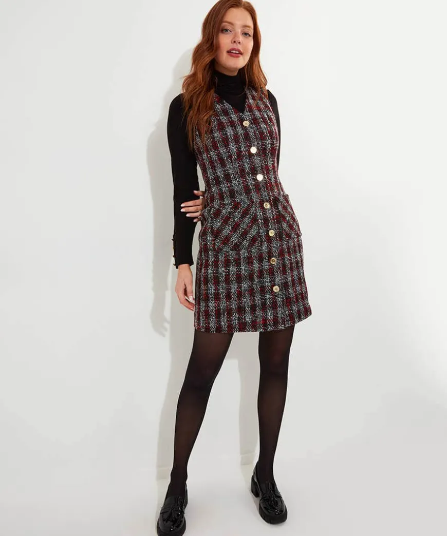 Check Pinafore Dress