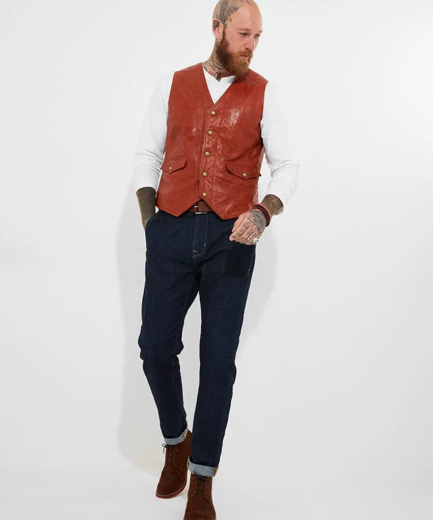 Embossed Leather Waistcoat
