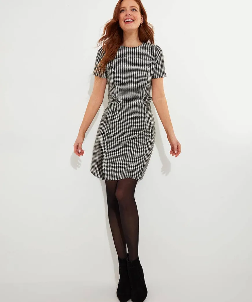 Lulu Dogstooth Stretch Jacquard Dress