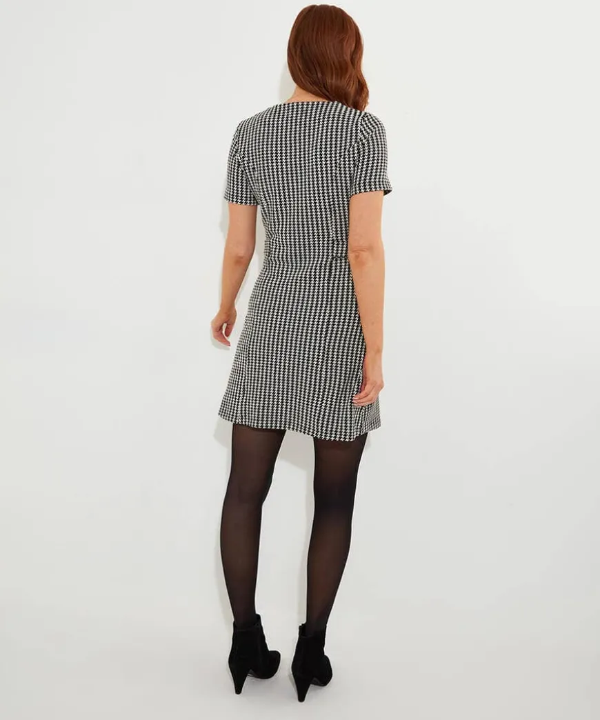 Lulu Dogstooth Stretch Jacquard Dress