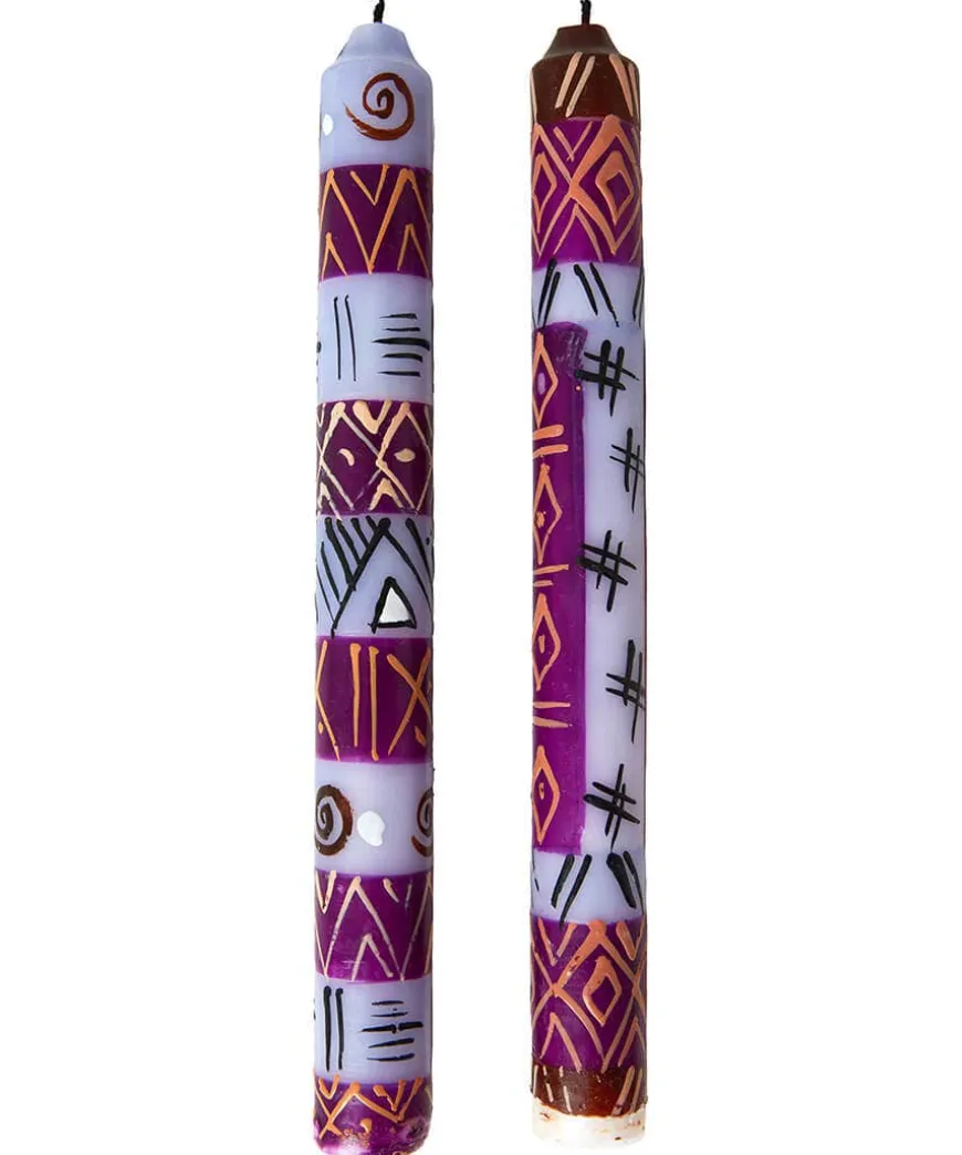 Set Of 2 Hand Painted Dinner Candles