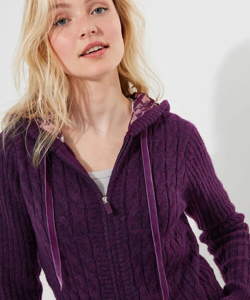 Sloe Joes Knitted Cable Zip Up Cardigan