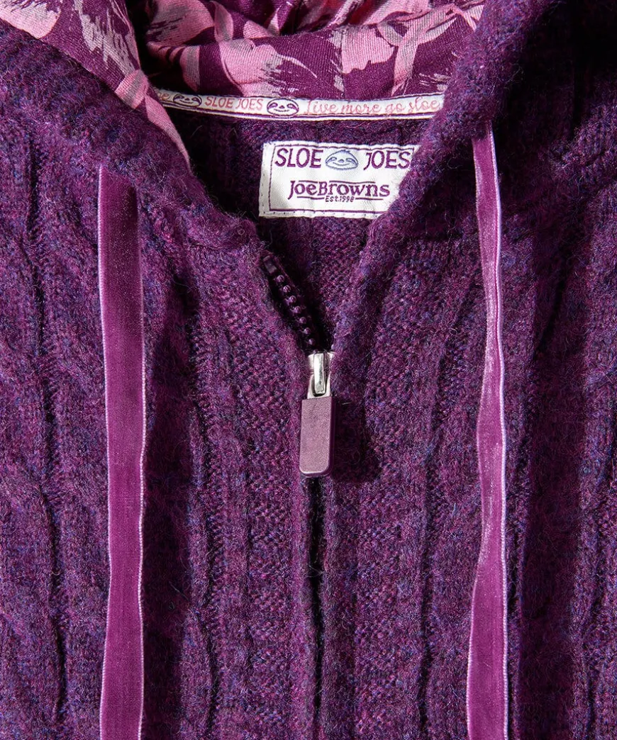 Sloe Joes Knitted Cable Zip Up Cardigan